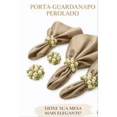 6 unidades - Porta guardanapos de pérolas-  anel mesa posta