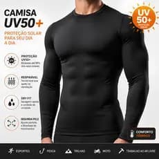 Camisa Térmica Proteção UV50+ Segunda Pele Dry Fit Academia Manga Longa Masculina