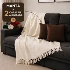 Kit Manta de Sofá Gigante King 3,00x1,80 Luxo Decorativa Premium Grande + 2 Capas De Almofada