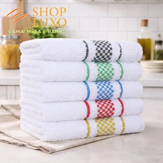 Kit 5 Panos de Prato Jacquard 45x70 Atoalhado Toalha Copa Premium Gourmet Luxo