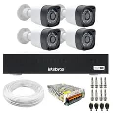 Kit C/ DVR intelbras mhdx 1204C + 4 Cameras full hd 1080p + Acessórios para instalação