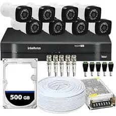 Kit CFTV 8 Cameras Full Hd 1080 p + Dvr MHDX 1208C intelbras+ Hd 500gb