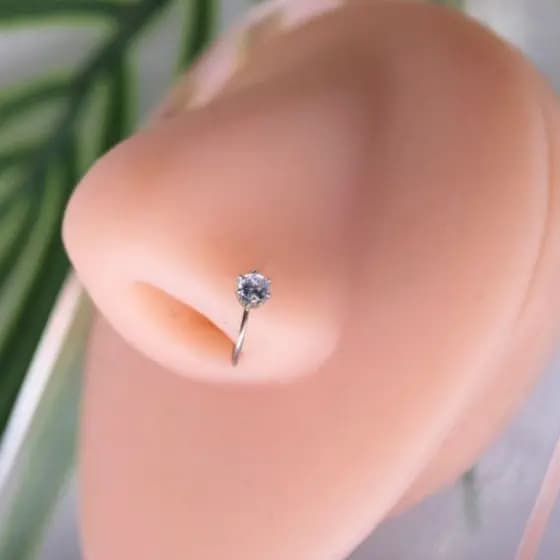 Piercing Argola Com Stras Para Nariz/Cor Prata/Dourado Solitário 1 Unidade