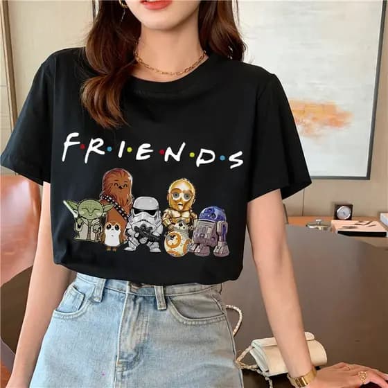Camiseta Unissex Manga Curta Estampa Yoda Star Wars Kawaii