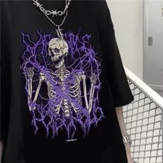 Camiseta Unissex Folgada Estilo Gótico/Punk/Dark Grunge/Harajuku Para Verão