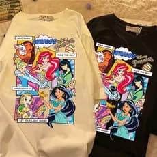 2022 Camiseta Feminina Com Estampa De Sereia Ariel De Algodão Harajuku/casual De Verão Grande Disney