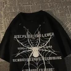 Colar Europeu E Americano Camiseta De Letra De Aranha Fria Homens Mulheres ins Summer Camisa De Manga Curta Solta Para Roupas De Amantes
