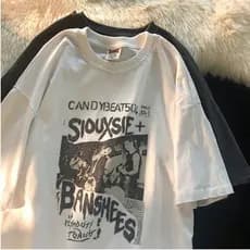 Camiseta Vintage Oversized Feminina Grunge Harajuku Manga Curta Hip-hop Roupa De Rua Y2k Roupas Da Moda