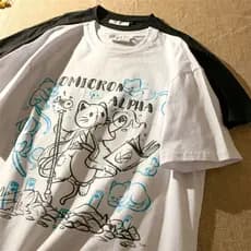 Camiseta Harajuku YF Neko Mancer Women's Y2K Unissex fashion Bonito Estética Grunge Preto Tee Preta Gothic