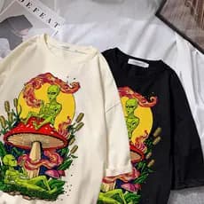 Cogumelo Escuro Gollum Mulheres Homens Camiseta Manga Curta Algodão Estampa Alucinações Harajuku Gráfica