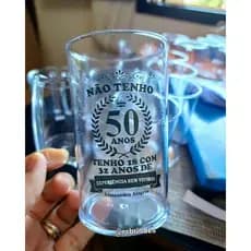 20 a 50 Canecas PERSONALIZADAS Transparentes 300ml Impressão direta