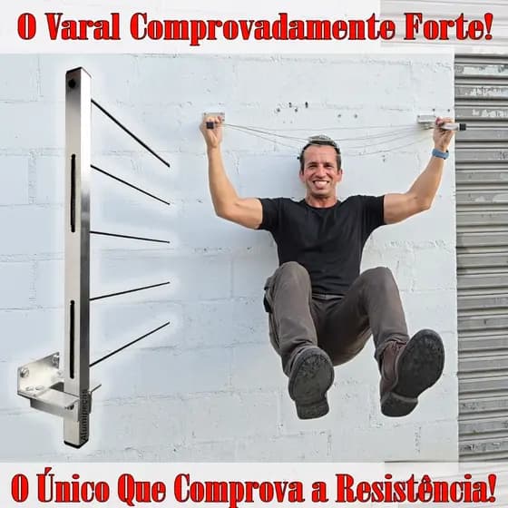O Varal Mais Forte da Categoria - Comprovado com Video! Em Alumínio Retrátil Articulado de Parede