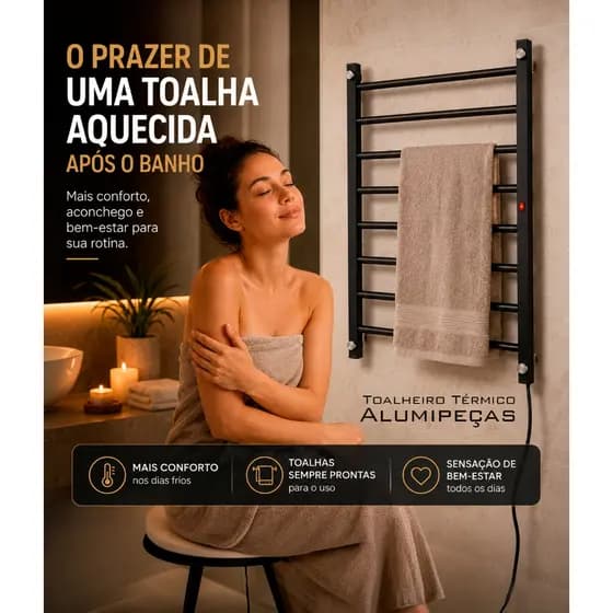 Toalheiro Térmico Grande Elétrico Aquecido Consumo Eficiente Alumipeças