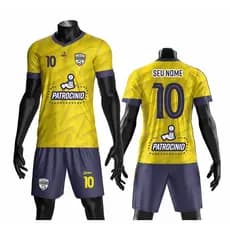 Jogo De Camisas+calção Fardamento Uniforme Futebol 18 Peças Personalizado Patrocínio Nome Escudo