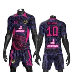 Jogo De Camisa + Calção Fardamento Uniforme Futebol 11 Peças Personalizado Patrocínio Nome Escudo