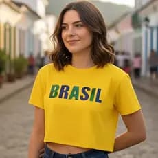 Camisetas Cropped  Blusa Brasil Copa do Mundo 2026