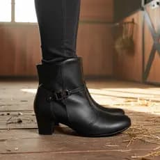 Bota Preta Piccadilly Salto Bloco  Conforto Cano Curto Preta