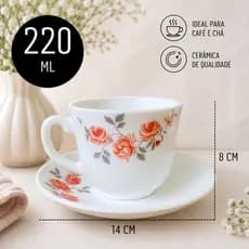 Conjunto Xicaras  Porcelana 12 Peças Elegante Casa Cafe Cha