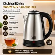 Chaleira Elétrica Jarra Café Chá Inox 110v