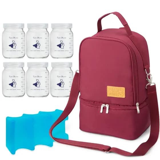Mochila Térmica Amamente+ One Ice com Potes para Leite Materno 200ml Super Mamãe