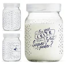 Kit Pote para Leite Materno 200ml de Vidro BPA Free Super Poder!