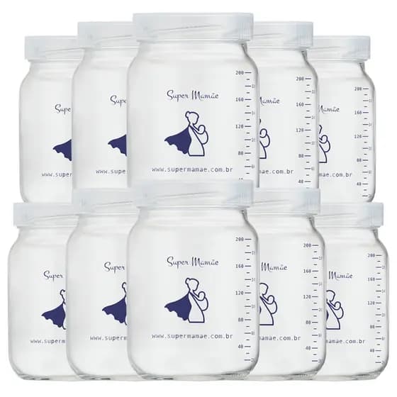 24 Potes Vidro Para Armazenar Leite Materno Com Graduação 200ml