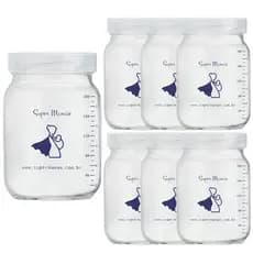 Kit com 7 Potes de Vidro para Armazenar Leite Materno 200ml Com Graduação