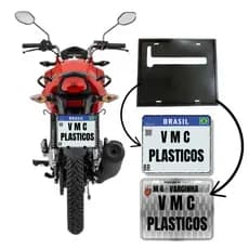 Suporte Moldura Placa Moto Padrão Mercosul E - Contran | CG Fan Titan 125 150 160 Start Fazer Lander PCX NMAX CB XRE XJ6