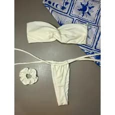 Biquíni tomara que caia calcinha cortininha top modelo nó