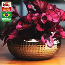 Centro de Mesa Inox Martelado Prata 18cm Cachepô Vaso Decorativo Flores Em Casa Tem