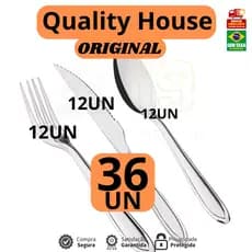 Kit Jogo de Talheres Conjunto 36 ou 18 peças Aço Inox de Mesa Casa Para Cozinha Hotel