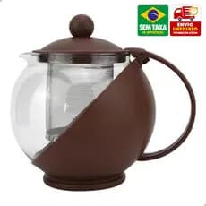 Chaleira Em Vidro Com Filtro Infusor 1.250 ml Coador Aço Inox com Tampa