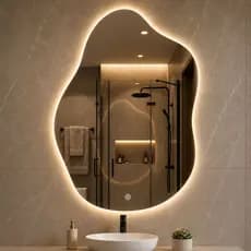 ESPELHO ORGANICO COM LED QUENTE BOTÃO TOUCH IDEAL PARA BANHEIRO SALA HALL DE ENTRADA DECORAÇÃO CASA PINTEREST