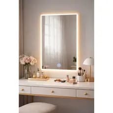 Espelho LED 40X40/50X50/60X60/70X70/80X80/90X90 Touch On/Off | Iluminação Elegante | Ideal para Banheiro e Maquiagem