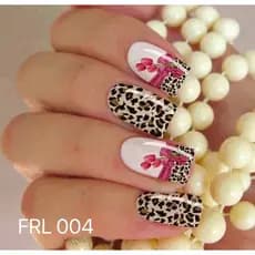 Película de unha floral e animal Print cartela com 12 adesivos FRL - 004   Adesivos,películas,unhas,nails art,unhas decoradas