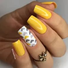 Película de unha corações amarelo e cinza cartela com 12 adesivos DVS - 130 Adesivos,películas,unhas,nails art,unhas decoradas