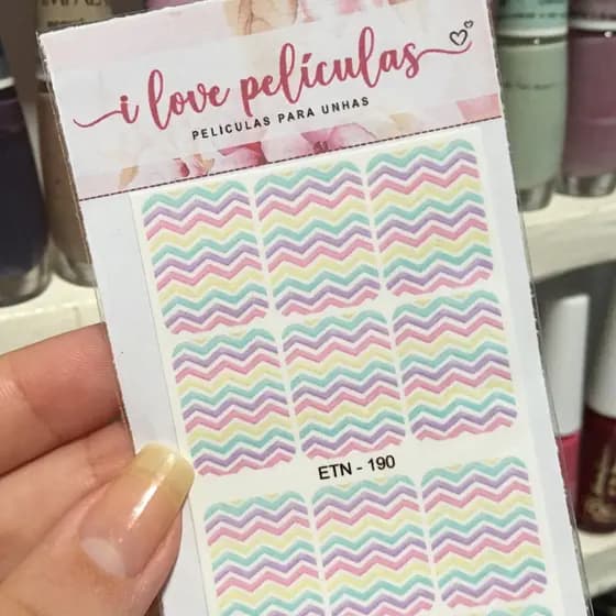 Película de unha etnicos cartela com 12 adesivos ETN - 190 Adesivos,películas,unhas,nails art,unhas decoradas