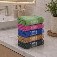Kit 05 Toalha de Rosto 100% Algodão Felpuda 45x75cm 370g/m² 130g Macia Atacado