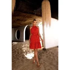 Vestido Curto Feminino Poa C/Cinto Elástico na Cintura COD:086Bolinha