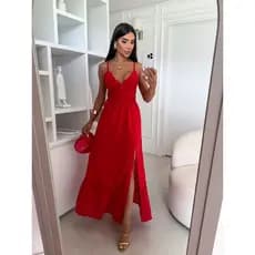 Vestido Feminino Longo Alça Fina Lesie 170