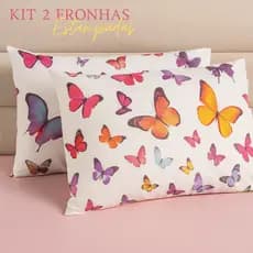 Kit Fronha Algodão Estampada Par De Fronhas Ponto Palito 180 Fios