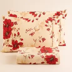 Jogo de Cama CASAL Estampado Ponta Palito com Elástico - 3 Peças Algodão Roupa De Cama