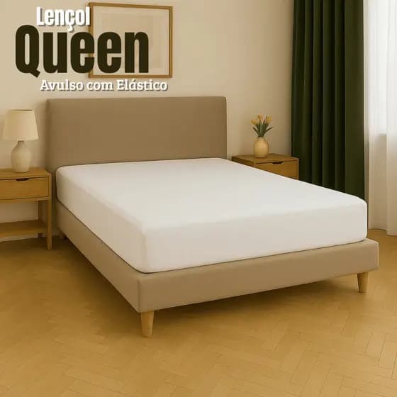 Lençol Avulso Queen Algodão Liso Cama Box Com Elástico Roupa de Cama