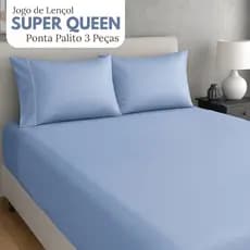 Jogo de Lençol SUPER QUEEN Liso Ponta Palito 3 Peças Algodão - Atacado.