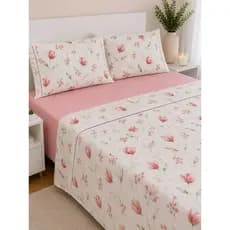 Jogo de Lençol Completo Casal e Queen 4 Peças Algodão Lençóis e Fronhas Ponto Palito Roupa de Cama