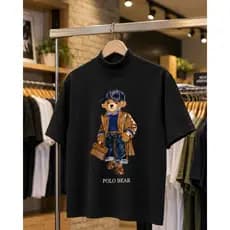 Blusa Feminina Oversized Básica Lisa 100% Algodão Gola Ribana Reforçada Moda Marrom Estampa Vintage De Urso
