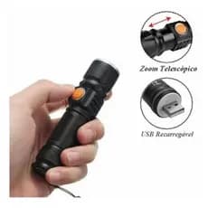 Lanterna Tática profissional  led t6 profissional recarregável USB.
