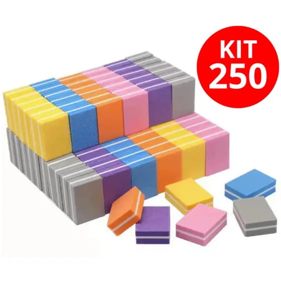 Mini Lixas - Kit 20/50/100/150/200/ Buffer Bloco Quadrada Polidora Manicure nail designer Rosa ou Lilas 100/180