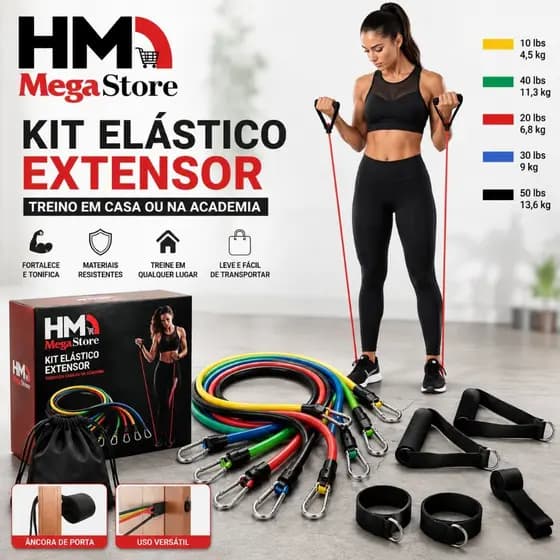 Kit Treino em casa 11 Peças Elástico Treino Funcional Exercício De Resistência Academia Em Casa