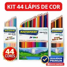 Kit 44 Lápis de Cor (24 CORES + 10 Cores Tom Pastel +10 Cores Tons de Pele) Escolar Sextavado